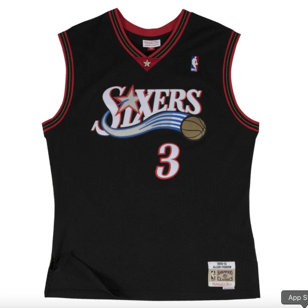 Sixers ALLEN IVERSON MEN'S MITCHELL & NESS 00-01' SWINGMAN JERSEY basketball